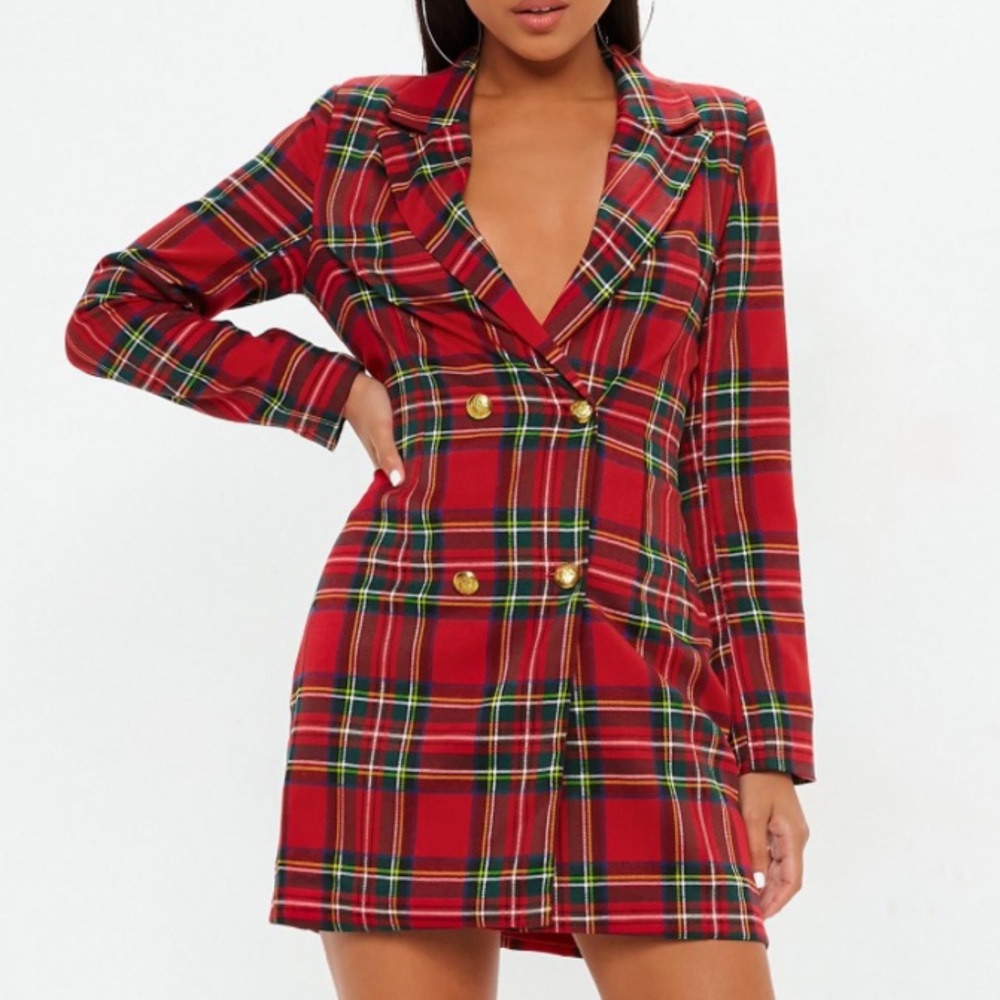 Red Plaid Blazer Dress✨